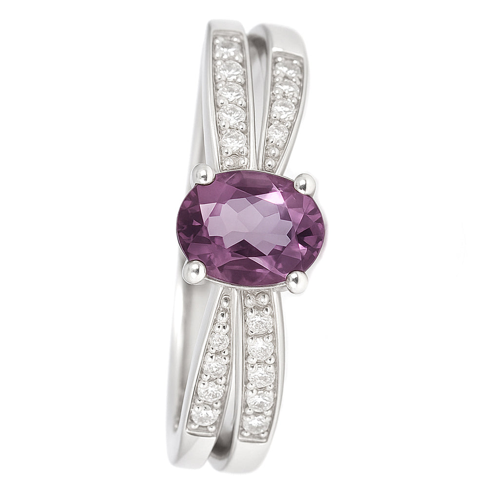 Anello - 18 carati Oro bianco - 0.64ct. tw. Rubino - Diamante