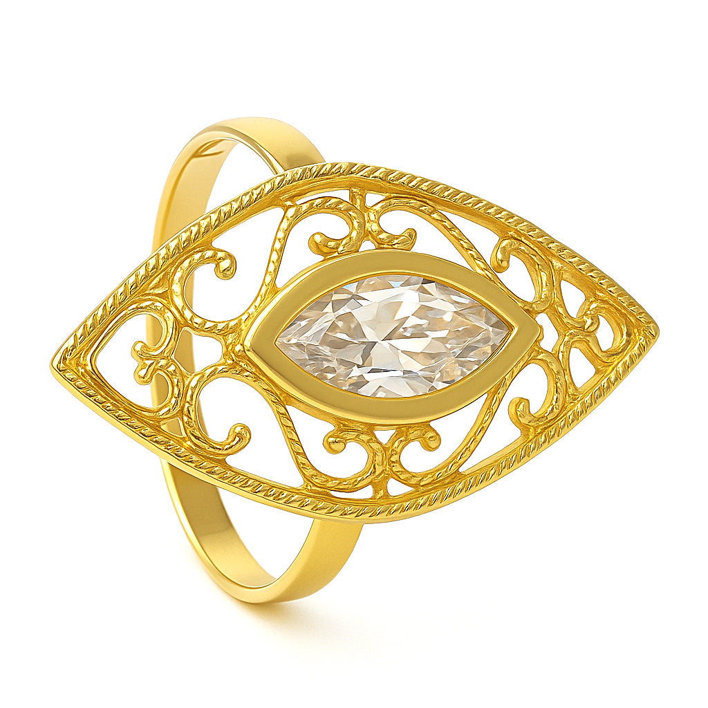 Anello in Oro Giallo, 18 carati - zircone