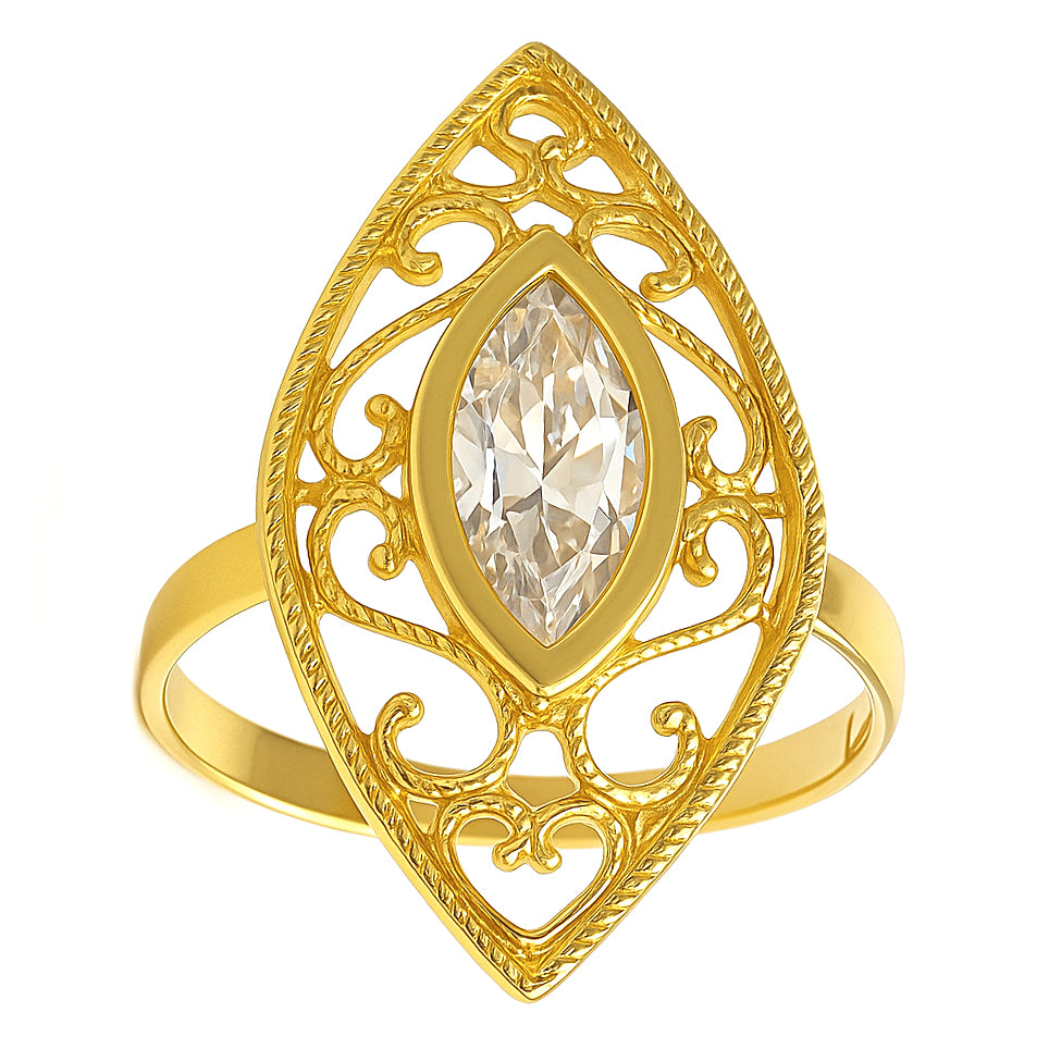 Anello in Oro Giallo, 18 carati - zircone