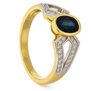 Anello - 18 carati Oro bianco, Oro giallo - 1.55ct. tw. Zaffiro - Diamante