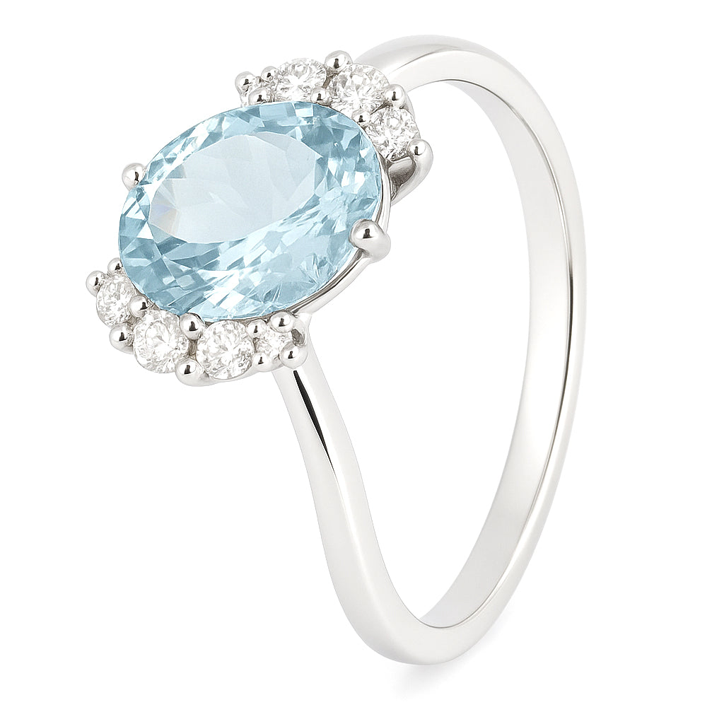Anello - 18 carati Oro bianco - 1.66ct. tw. Acquamarina - Diamante