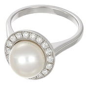 Anello - 18 carati Oro bianco - 0.48ct. tw. Diamante (Naturale) - Perla