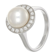 Anello - 18 carati Oro bianco - 0.48ct. tw. Diamante (Naturale) - Perla