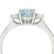 Anello - 18 carati Oro bianco - 0.92ct. tw. Acquamarina - Diamante