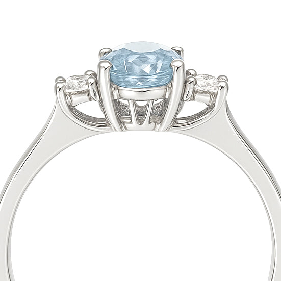 Anello - 18 carati Oro bianco - 0.92ct. tw. Acquamarina - Diamante