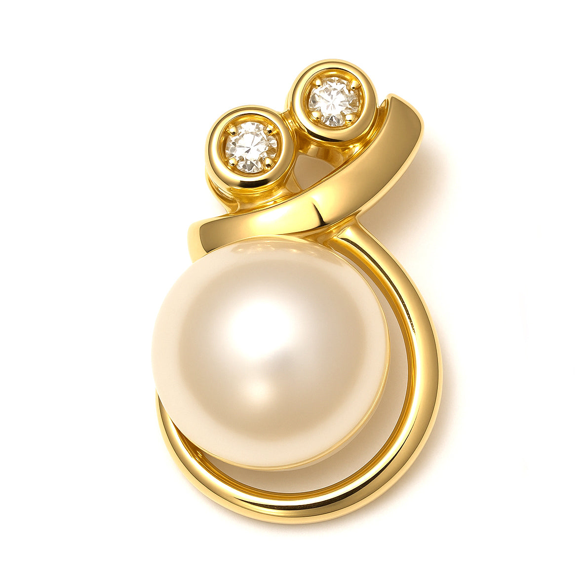 Orecchini - 18 carati Oro giallo - 0.06ct. tw. Diamante (Naturale) - Perla