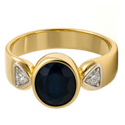 Anello - 18 carati Oro giallo, Oro bianco - 1.02ct. tw. Zaffiro - Diamante