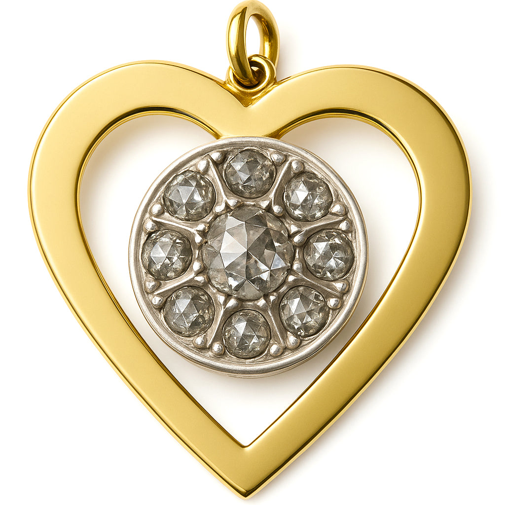 Ciondolo - 18 carati Oro giallo, Argento - 0.50ct. tw. Diamante (Naturale)