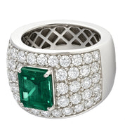 Anello - 18 carati Oro bianco - 6.50ct. tw. Smeraldo - Diamante