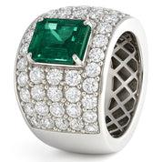 Anello - 18 carati Oro bianco - 6.50ct. tw. Smeraldo - Diamante