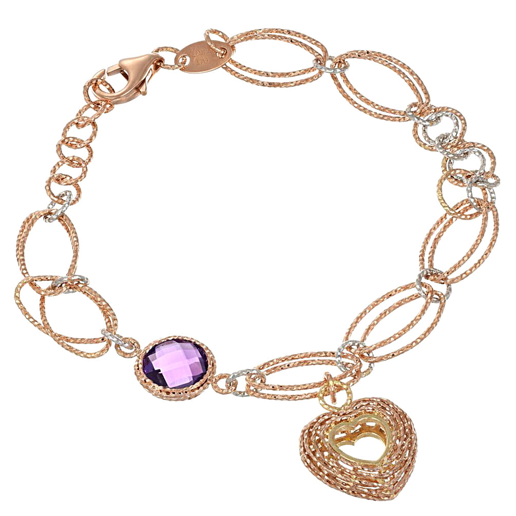 Bracciale - 18 carati Oro bianco, Oro rosa - 1.25ct. tw. Ametista