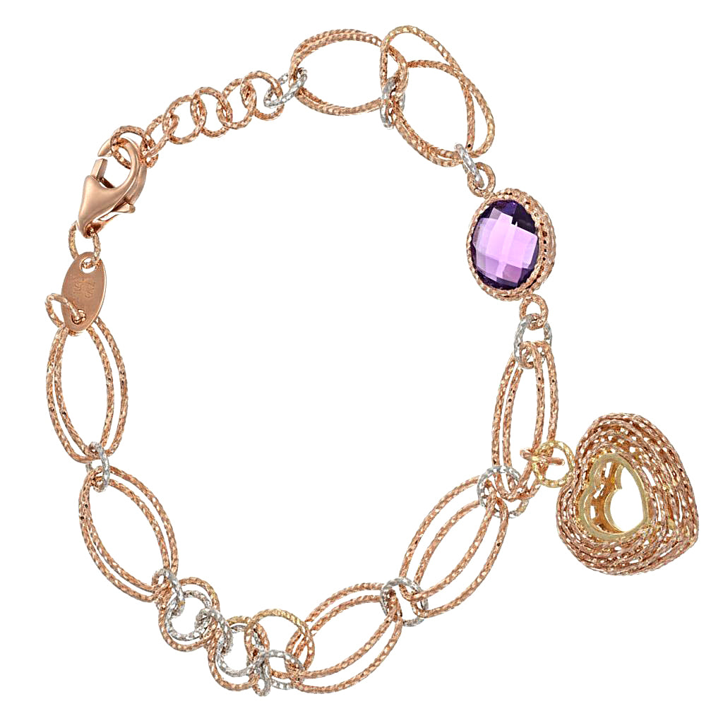 Bracciale - 18 carati Oro bianco, Oro rosa - 1.25ct. tw. Ametista
