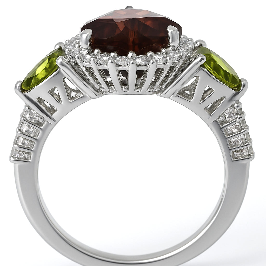 Anello - 18 carati Oro bianco, Diamanti - Tormalina - Peridoto - 3.36ct. tw.