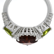 Anello - 18 carati Oro bianco, Diamanti - Tormalina - Peridoto - 3.36ct. tw.