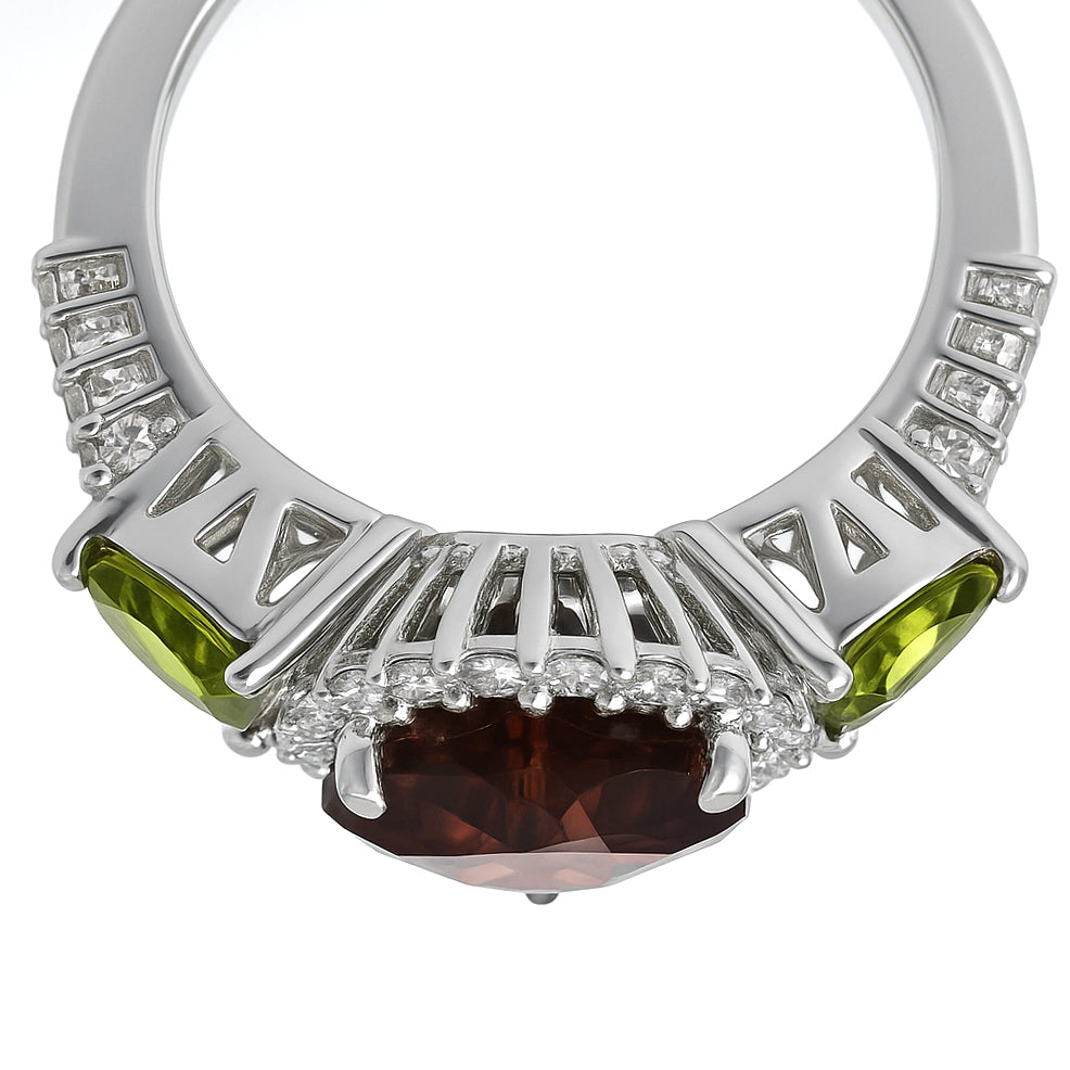 Anello - 18 carati Oro bianco, Diamanti - Tormalina - Peridoto - 3.36ct. tw.