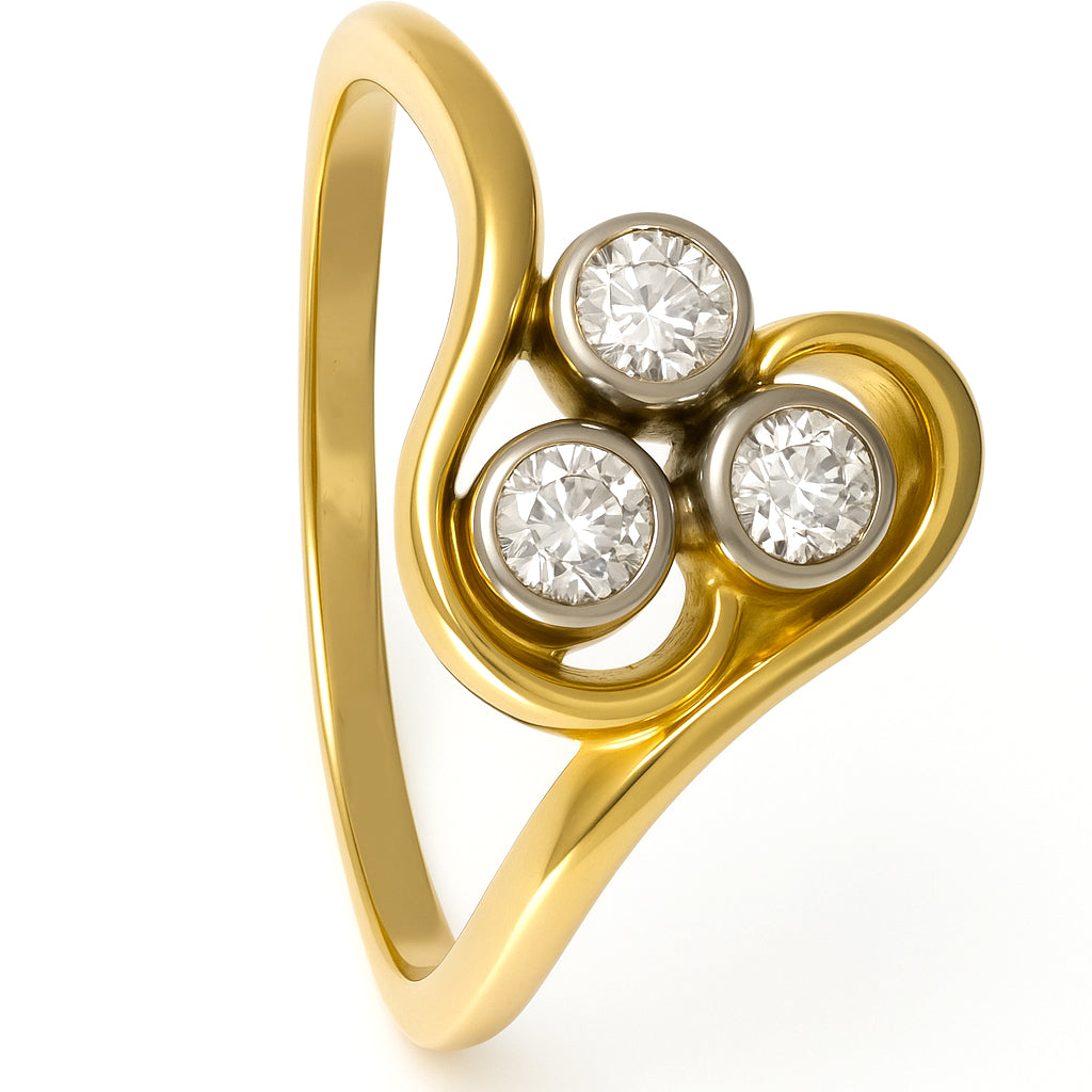 Anello - 18 carati Oro bianco, Oro giallo - 0.21ct. tw. Diamante (Naturale)