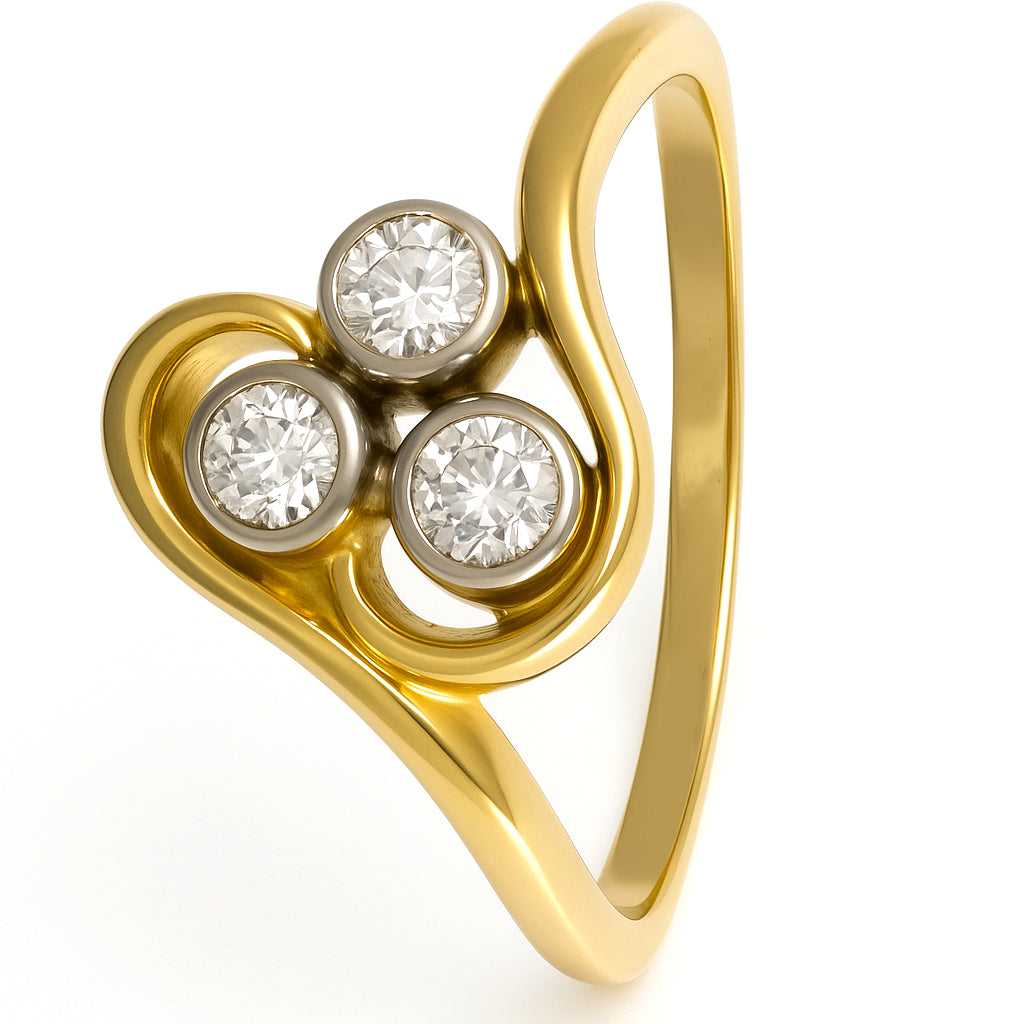 Anello - 18 carati Oro bianco, Oro giallo - 0.21ct. tw. Diamante (Naturale)