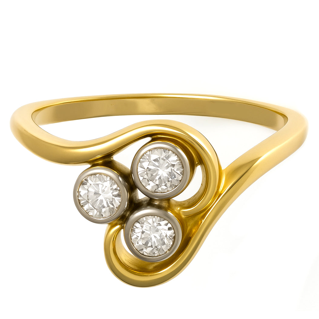 Anello - 18 carati Oro bianco, Oro giallo - 0.21ct. tw. Diamante (Naturale)