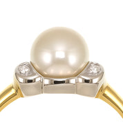 Anello - 18 carati Oro bianco, Oro giallo - 0.02ct. tw. Diamante (Naturale) - Perla