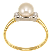 Anello - 18 carati Oro bianco, Oro giallo - 0.02ct. tw. Diamante (Naturale) - Perla
