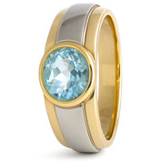 Anello - 18 carati Oro giallo, Oro bianco - 1.25ct. tw. Acquamarina