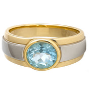 Anello - 18 carati Oro giallo, Oro bianco - 1.25ct. tw. Acquamarina