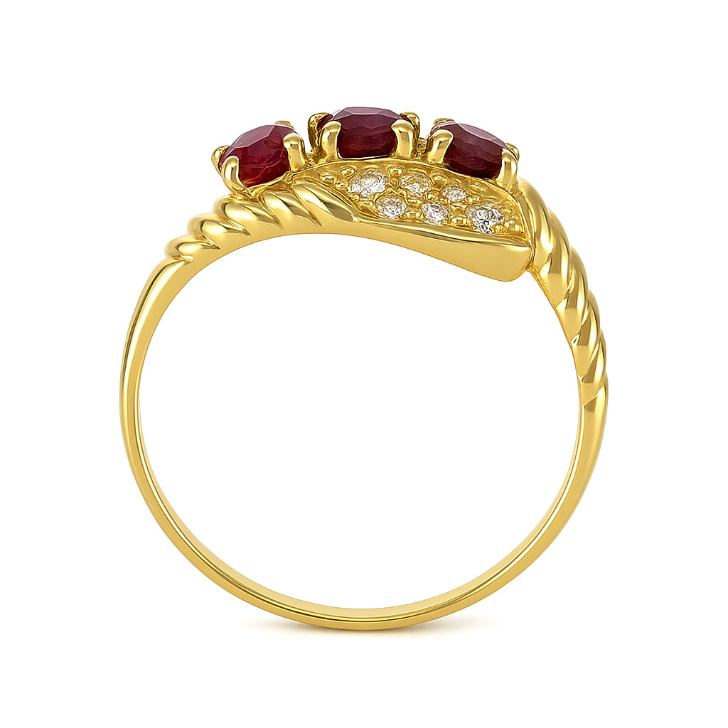 Anello - 18 carati Oro giallo - 0.45ct. tw. Rubino - Diamante