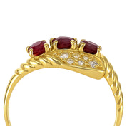 Anello - 18 carati Oro giallo - 0.45ct. tw. Rubino - Diamante