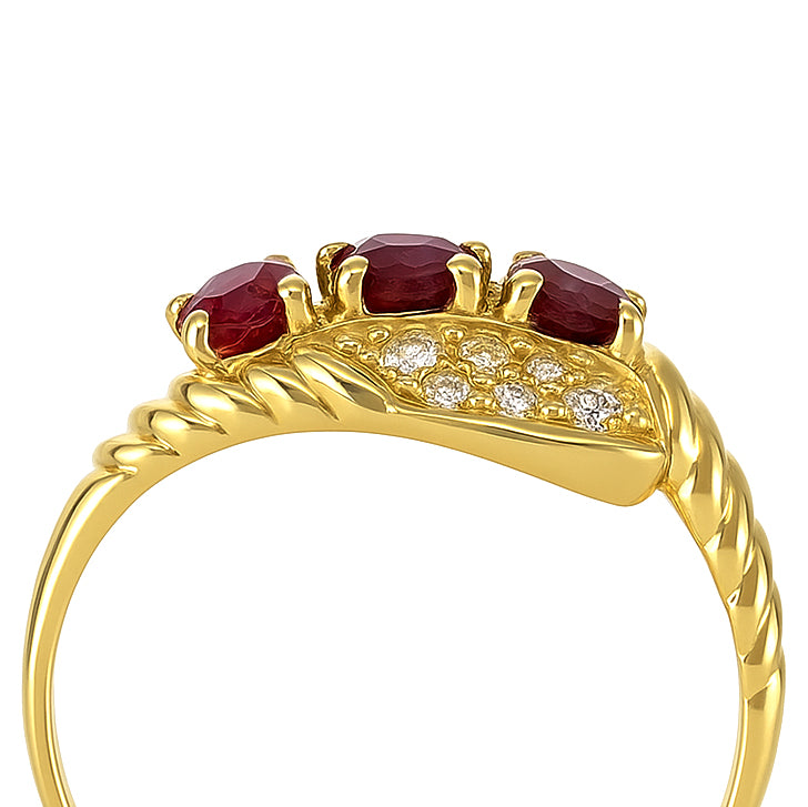 Anello - 18 carati Oro giallo - 0.45ct. tw. Rubino - Diamante