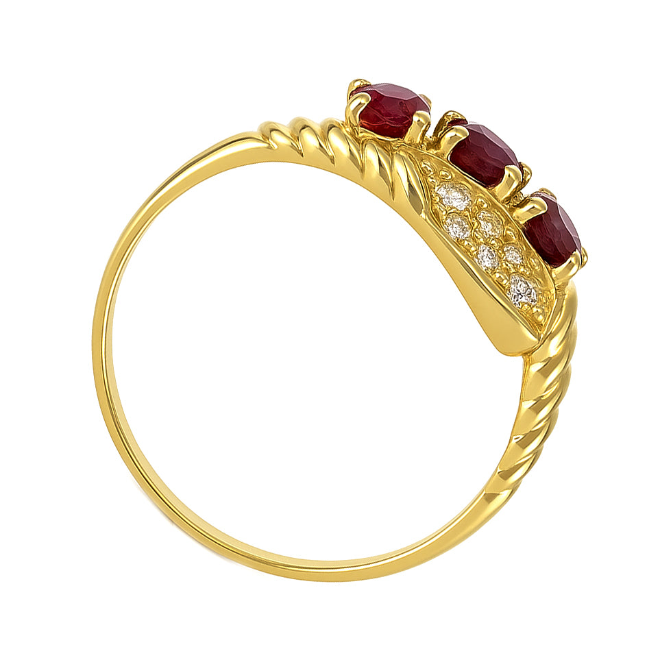 Anello - 18 carati Oro giallo - 0.45ct. tw. Rubino - Diamante