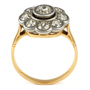 Anello in Oro giallo 18 carati e Argento 800 - Diamanti