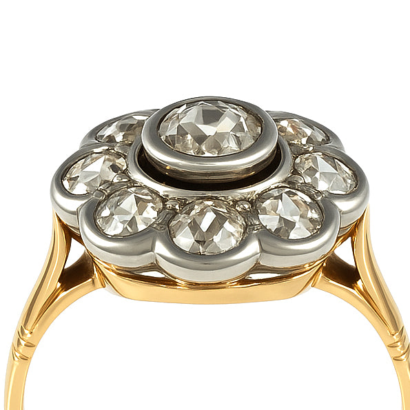 Anello in Oro giallo 18 carati e Argento 800 - Diamanti