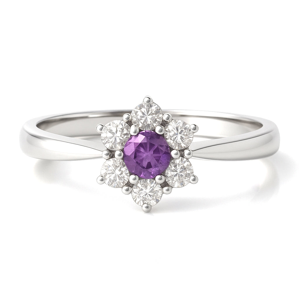 Anello - 18 carati Oro bianco - 0.57ct. tw. Zaffiro - Diamante