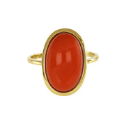 Anello - 18 carati Oro giallo Corallo