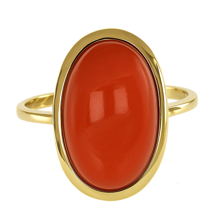 Anello - 18 carati Oro giallo Corallo