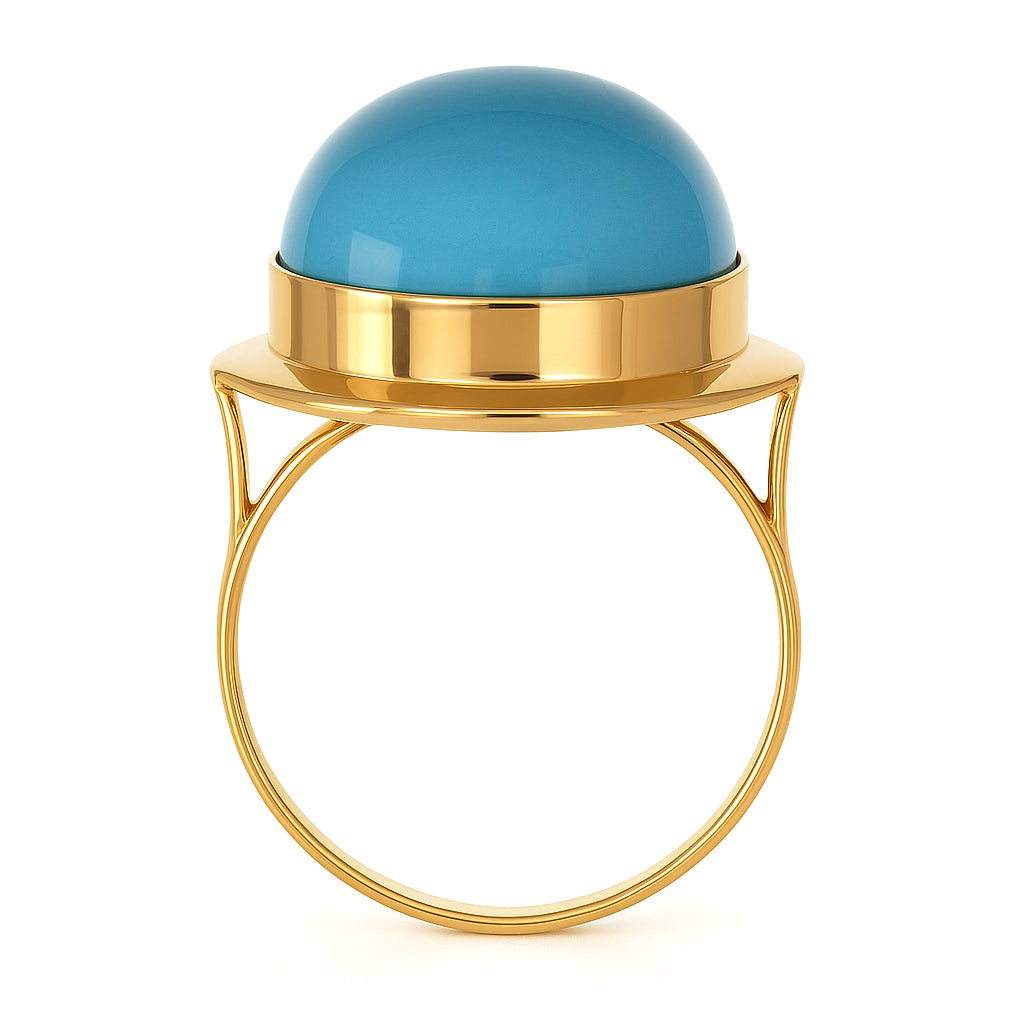 Anello - 18 carati Oro giallo Turchese