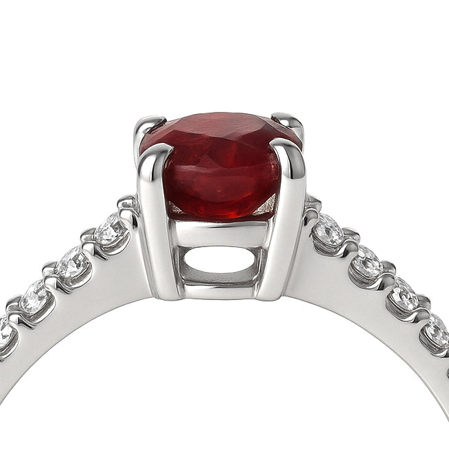 Anello - 18 carati Oro bianco - 1.28ct. tw. Rubino - Diamante