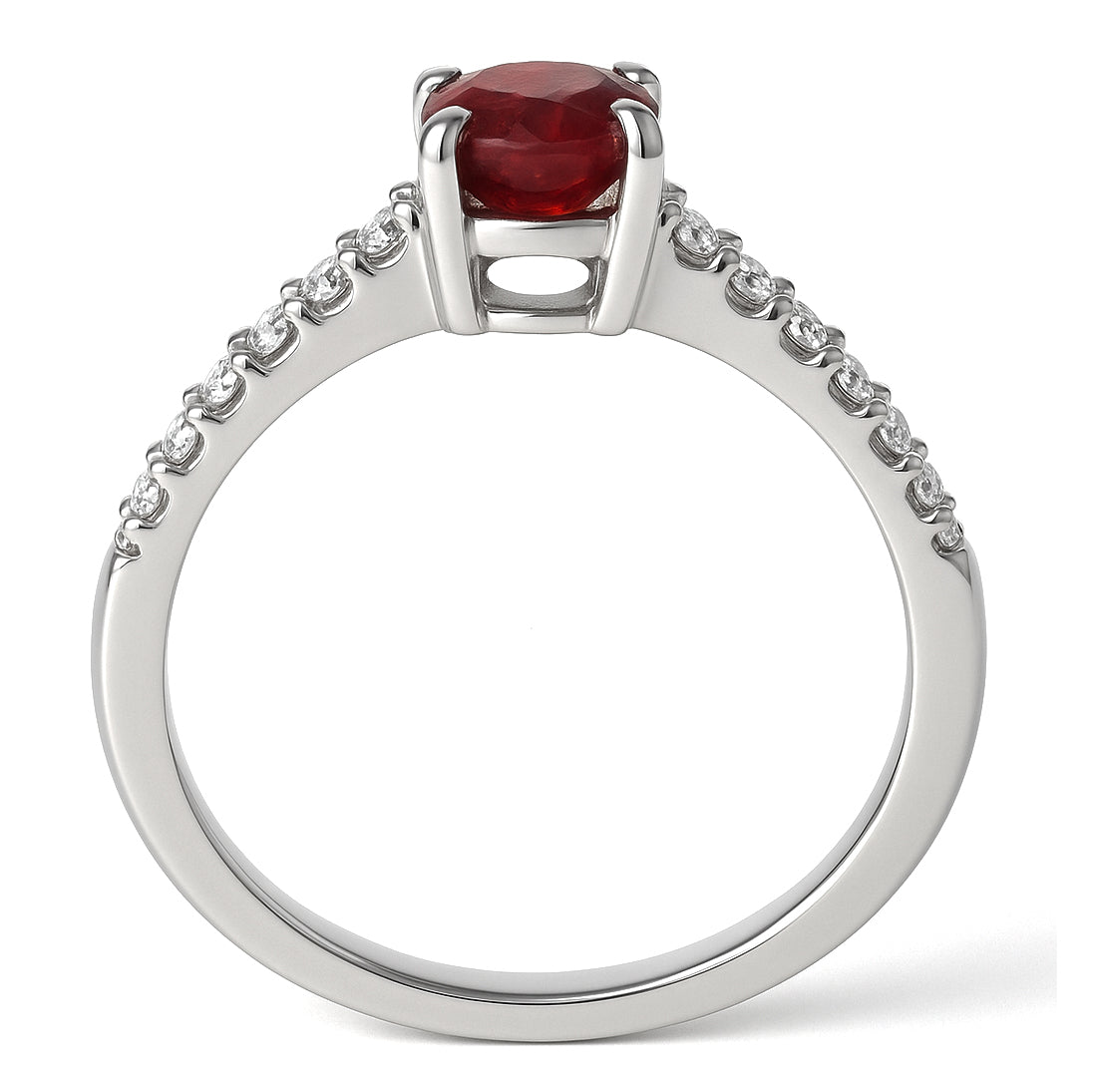 Anello - 18 carati Oro bianco - 1.28ct. tw. Rubino - Diamante