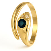 Anello - 18 carati Oro giallo - 0.11ct. tw. Zaffiro - Diamante