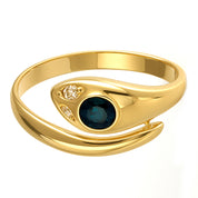 Anello - 18 carati Oro giallo - 0.11ct. tw. Zaffiro - Diamante