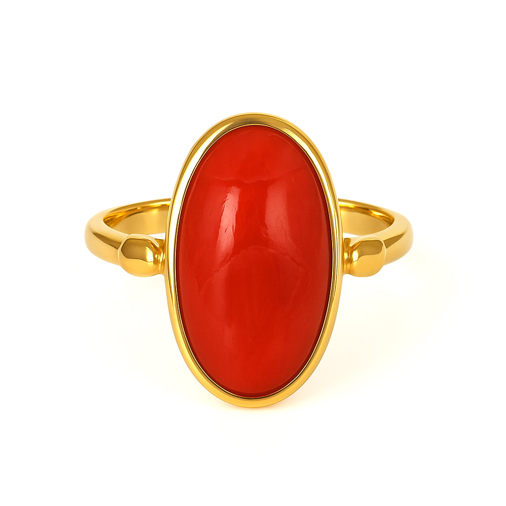 Anello - 18 carati Oro giallo Corallo