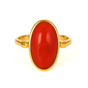 Anello - 18 carati Oro giallo Corallo