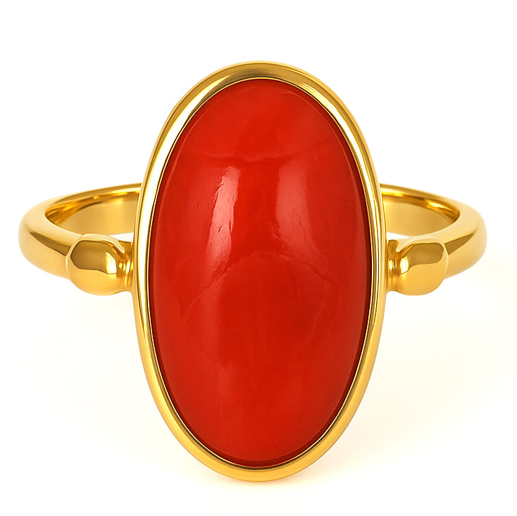 Anello - 18 carati Oro giallo Corallo