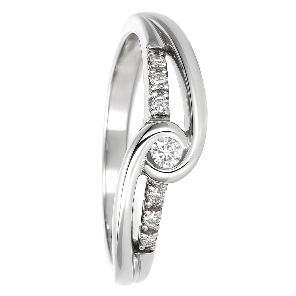 Anello - 18 carati Oro bianco - 0.09ct. tw. Diamante (Naturale)