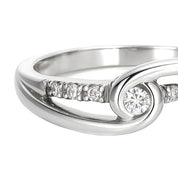 Anello - 18 carati Oro bianco - 0.09ct. tw. Diamante (Naturale)