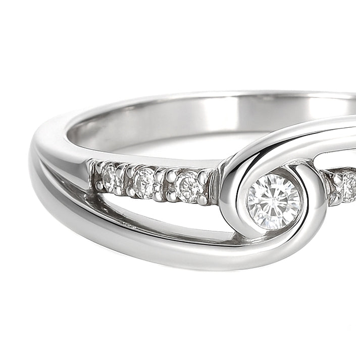 Anello - 18 carati Oro bianco - 0.09ct. tw. Diamante (Naturale)