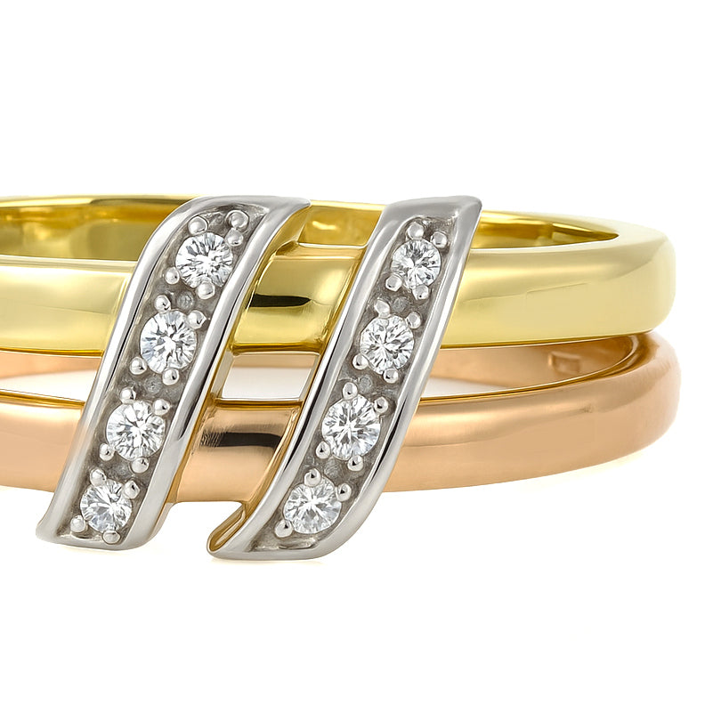 Anello - 18 carati Oro bianco, Oro giallo, Oro rosa - 0.08ct. tw. Diamante (Naturale)