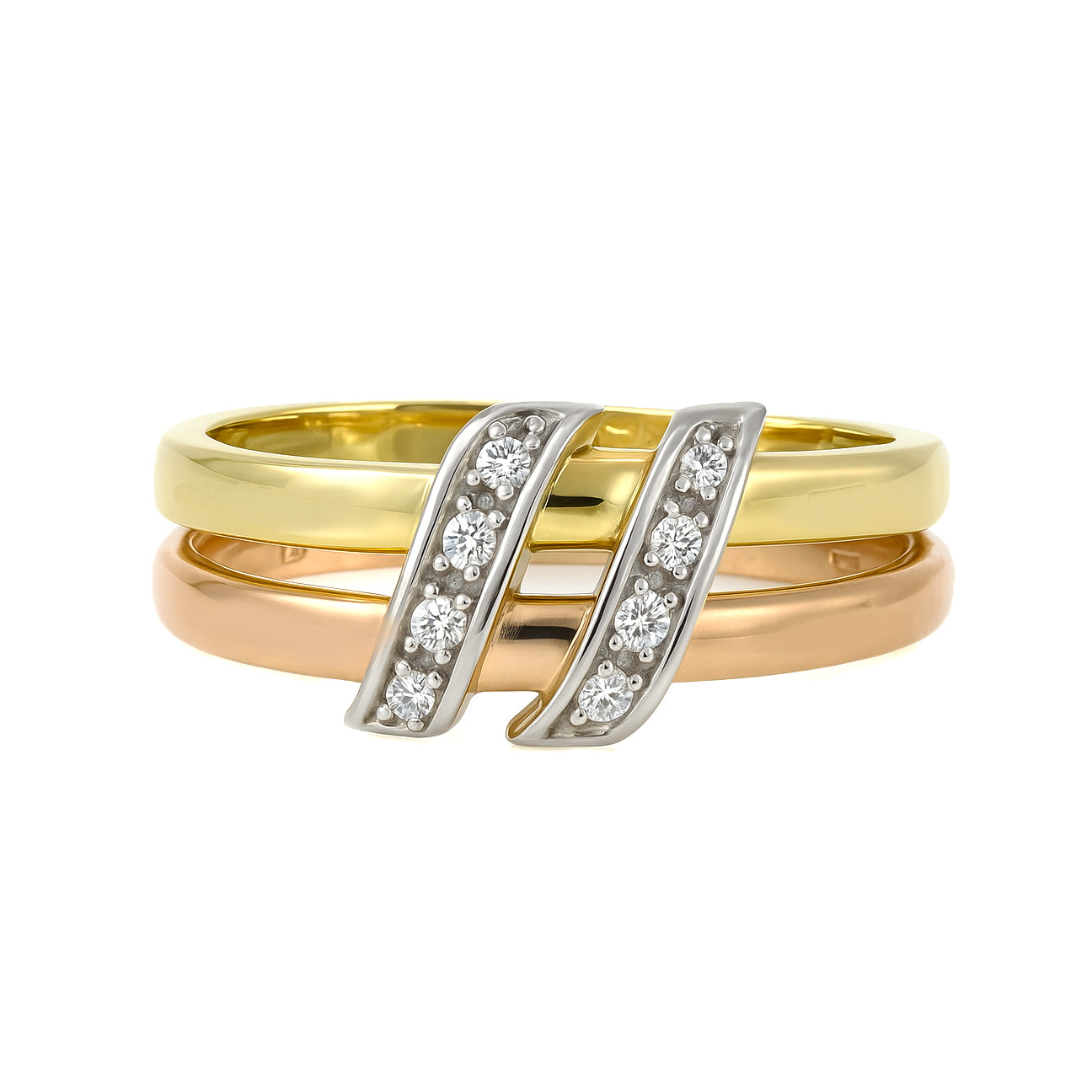 Anello - 18 carati Oro bianco, Oro giallo, Oro rosa - 0.08ct. tw. Diamante (Naturale)