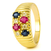 Anello - 18 carati Oro giallo, Rubini - Zaffiri - Diamanti - - 0.40ct. tw.