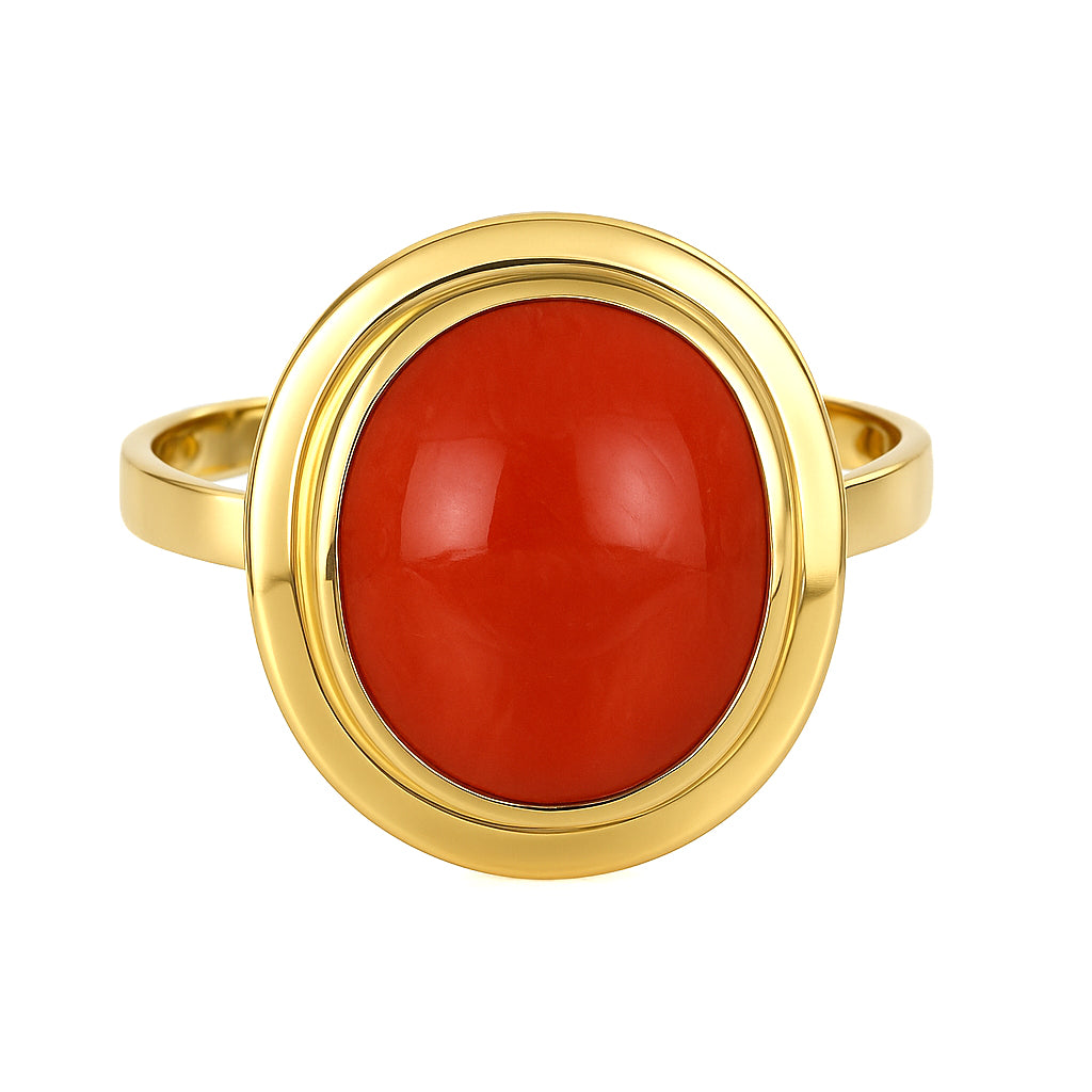 Anello - 18 carati Oro giallo Corallo